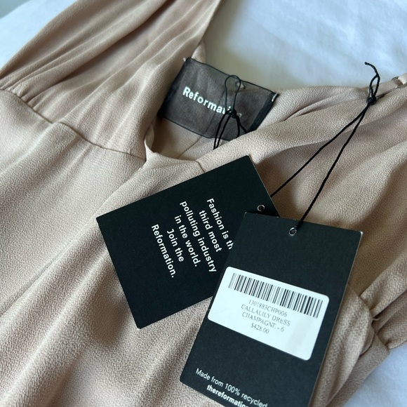 Reformation Callalilly Champagne gown NEVER WORN! Made from 100% recycled paper - Picture 8 of 11